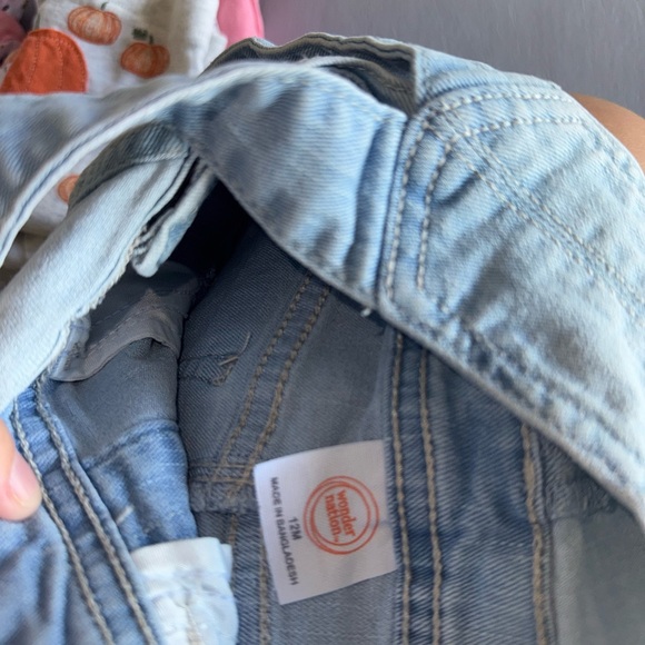 Wonder Nation Light Blue Kids Overalls with Daisy Embroidery - Picture 2 of 2